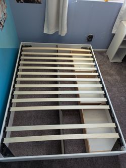 Full size bed frame with drawers