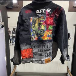 Patchwork Men’s Jean Jacket Sizes Small To XL 