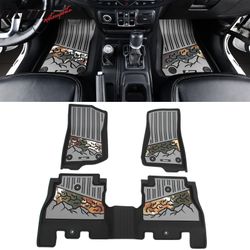 Fits 2018-2025 Jeep Wrangler JL Unlimited 4Dr TPE Floor Mats Carpet Liner Black Gray