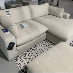 White Linen 2 Pieces Modular Sofa | Home Decor Gift 