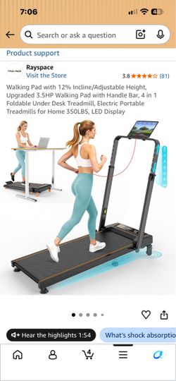 Rayspace 4-in-1 Folding Treadmill Walking Pad
