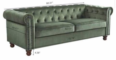 Green Velvet Chesterfield Sofa