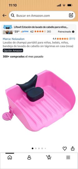 Lavabo de champú portátil para niños, bebés, niños, bandeja de lavado de cabello sin lágrimas en casa (rosa)