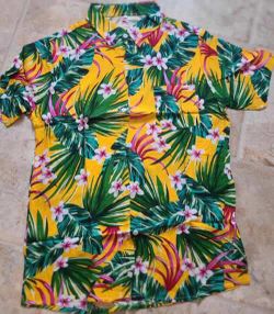 Men Summer Floral Hawaiian  Button Up Shirt Top size M-L