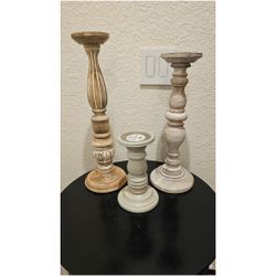 Wood Candle Holders Set Of 3