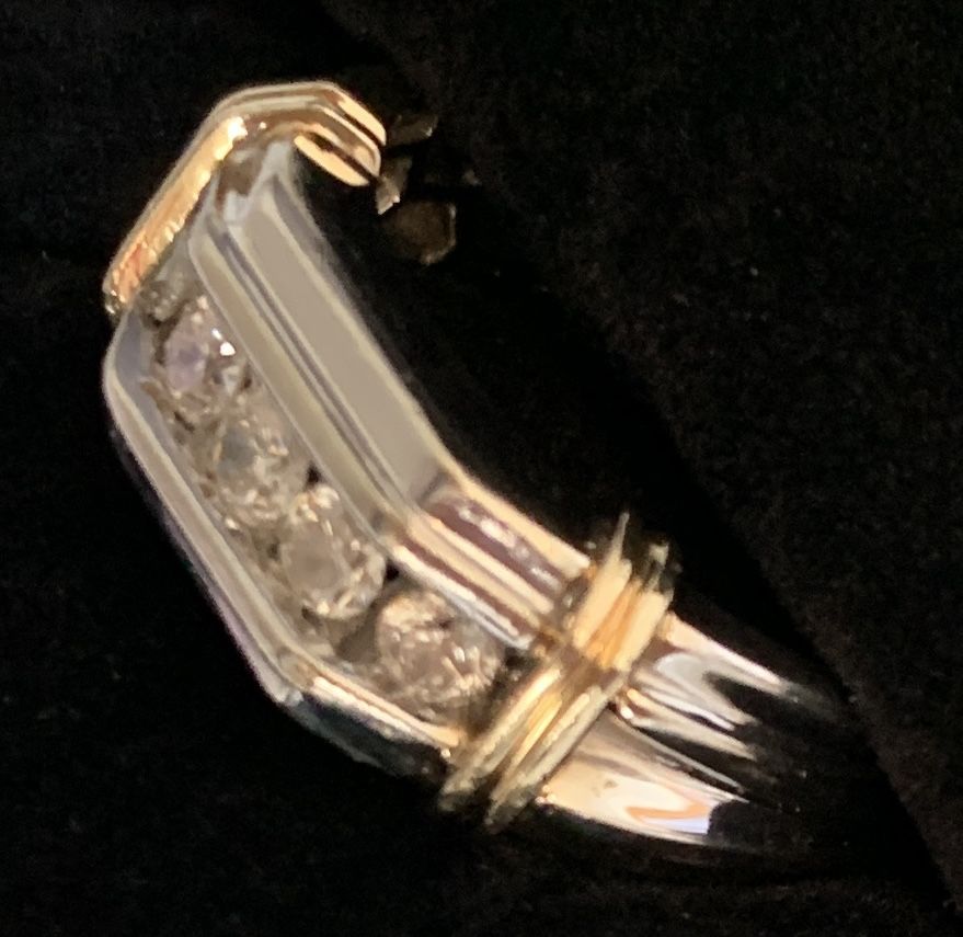 Mens .5ct Two Tone Solid Gold Diamond Band Ring