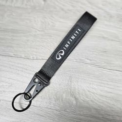 BRAND NEW INFINITI Black Racing Keychain Wrist Metal key Ring Hook Strap Lanyard Universal