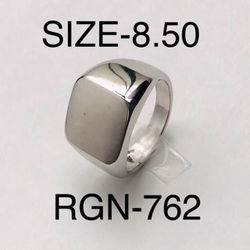 Signet Square Silver Tone Ring for Men & Women: Size-8.50/RGN-762