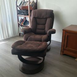 Soft Leather Recliner And Ottoman In (Good Shape)