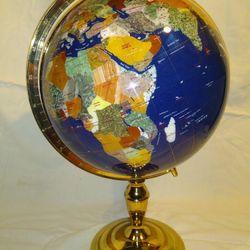 Lapis Gemstone World Globe