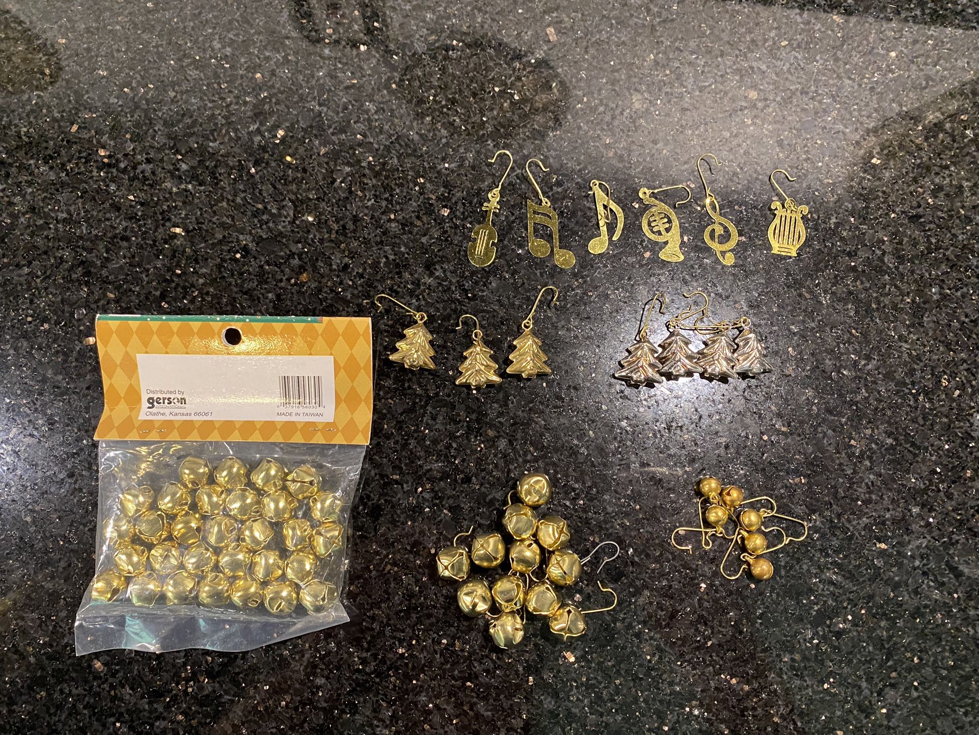 Odd lot of Miniature Metal Christmas Bells & Ornaments