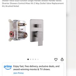 Shower Valve Dual Function Single-Handle Shower Handle Valves Diverter Showers Control Mixer Kit 2 Way Outlet Valve Replacement Kit, Brushed Nickel