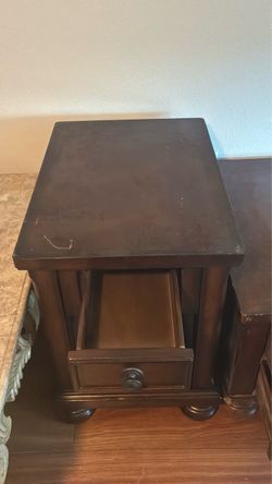 3 pc solid brown wood coffee and end tables