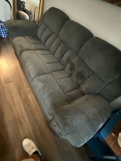 Gray Fabric Recliner Sofa