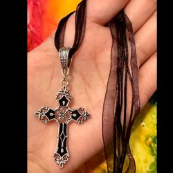 Gothic Dark Silver Cross Vampire Necklace Chain Jewelry Halloween Unisex New