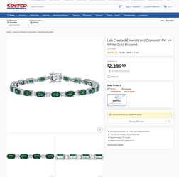 Gorgeous 14kt white gold, lab created emerald, and diamond bracelet