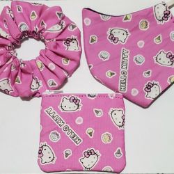 CUTE! Hello Kitty Scrunchie/mask/coin purse set