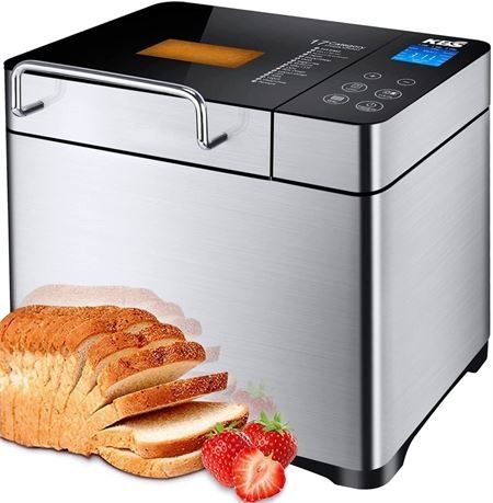 KBS Large 17-in-1 Bread Machine, 2LB All Stainless Steel Bread  Maker (#44)