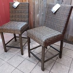 Outdoor Wicker Rattan Bar Stools by Ashley BRAND NEW