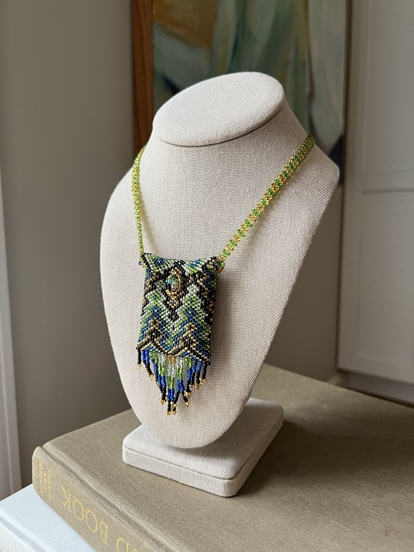Ornate Beaded Bag Necklace ( firm on price )