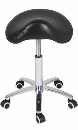 Antlu Saddle Stool Rolling Chair for Medical Massage Salon Kitchen Spa Drafting,Adjustable Hydraulic Stool with Wheels (Without Backrest, Black)