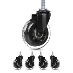Hirate 5 Pack Office Chair Casters Wheel with 5/16"-18UNC Threaded Stem, 3"