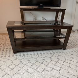 Solid Wood Ashley furniture Coffee Table And Matching Console 