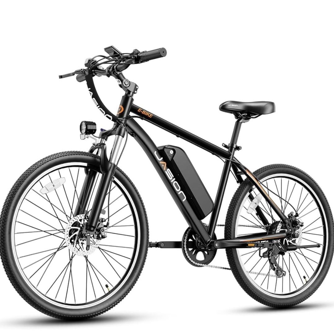 Jasion EB5 Electric Bike for Adults with Peak 750W Brushless Motor, 40Miles 20MPH Commuting Electric Mountain Bike with 360Wh Removable Battery, 7-Spe