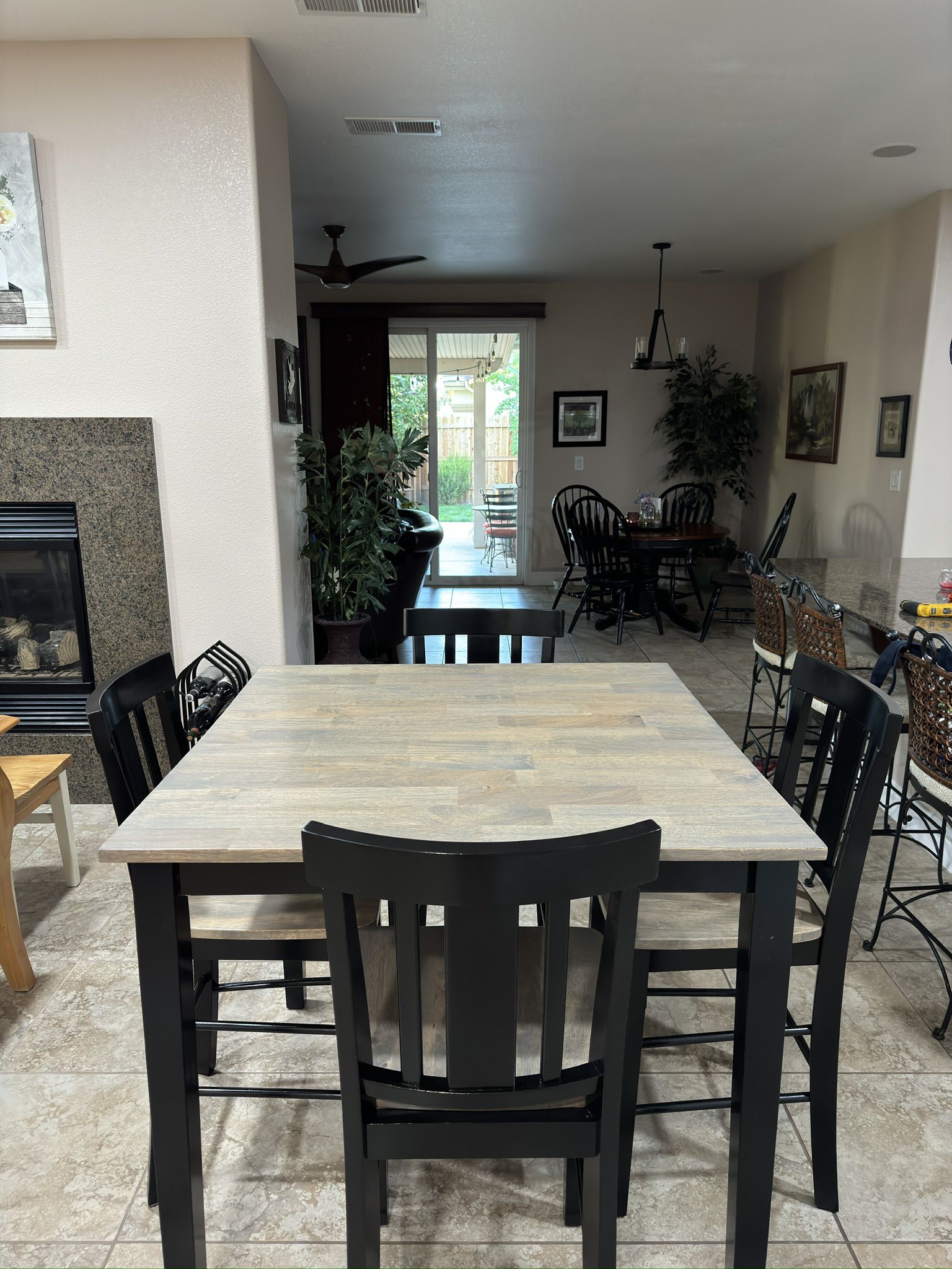 Counter Height Solid Wood Dining Table & Chairs 