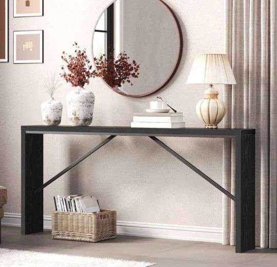 Console Table, 70.9" Long Sofa Table Behind Couch, Narrow Entryway Table