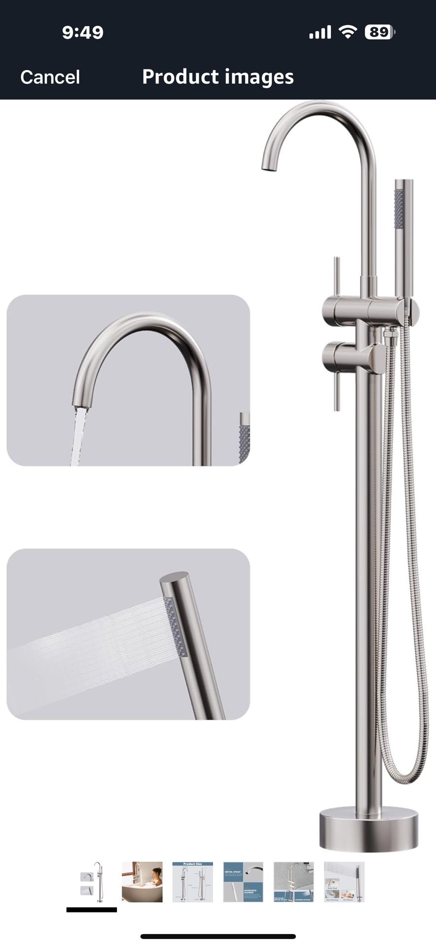 GIMILI Free Standing Tub Filler Bathtub Faucet Stand Alone Brushed Nickel Brand GIMILI Color Brushed Nickel Material Brass Finish Type Brushed Number