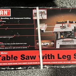Craftsman 10 Inch Table saw with Legs NEW In Box