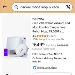 NARWAL Freo Z10 Robot Vacuum and Mop Combo