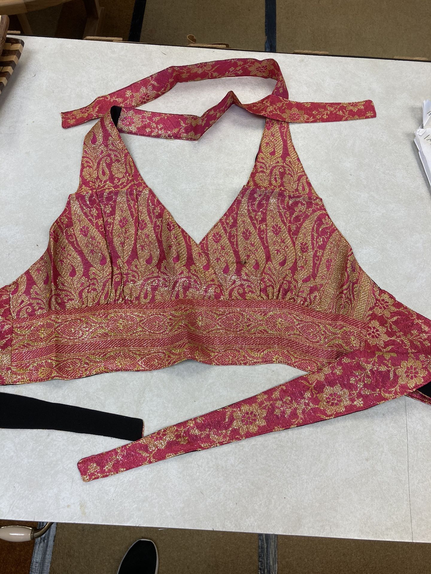 Pink & Gold Halter Top sz S