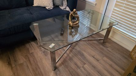Modern Glass Coffee Table with Chrome Base.