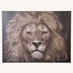 Lion Oil Painting Gold Frame