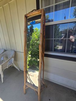 Hand crafted rustic log mirror