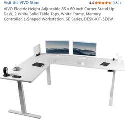 Large motorized white standing desk