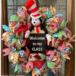 Beautiful Dr.Seuss Teacher Wreath 