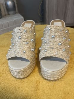 Dolce Vita Beige Beaded Sandals