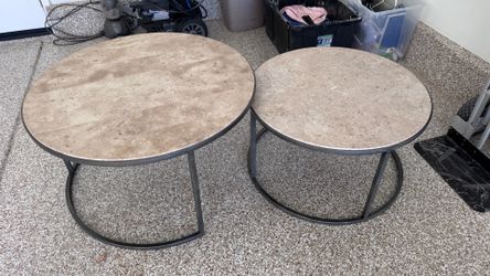 Travertine Tables Round Nesting Cocktail Table Set Coffee Table