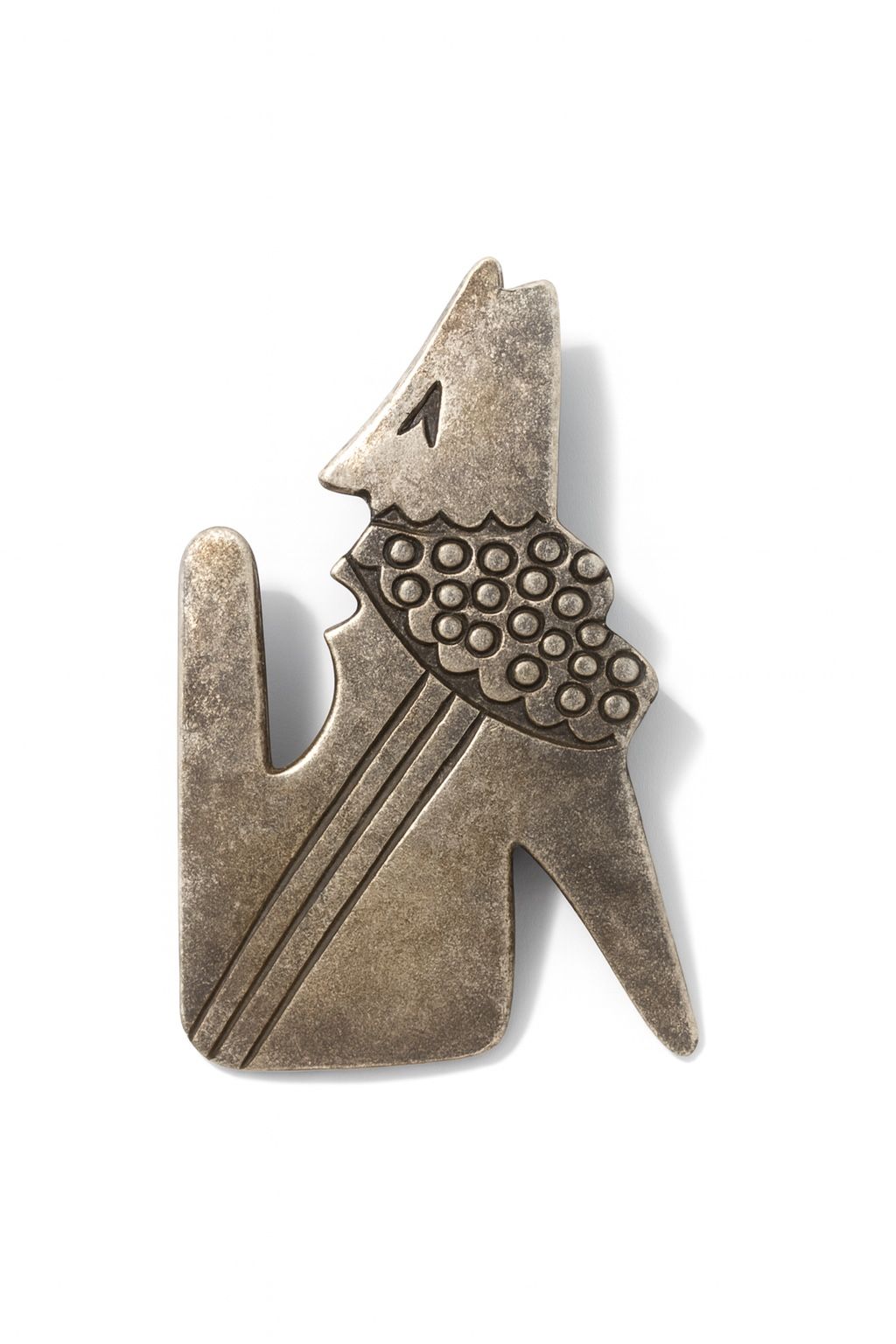 Sterling Silver Howling Wolf Pendant Signed HIJE