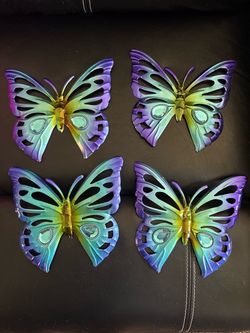 Set of 4 Metal Butterfly Wall Decor