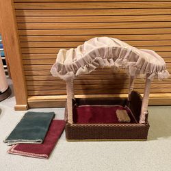 Antique Hand Made Canopy Doll Bed