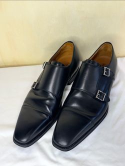 Magnanni Benetiez Double Monk Strap Shoes Mens Size US 12 EU 45 Black Leather