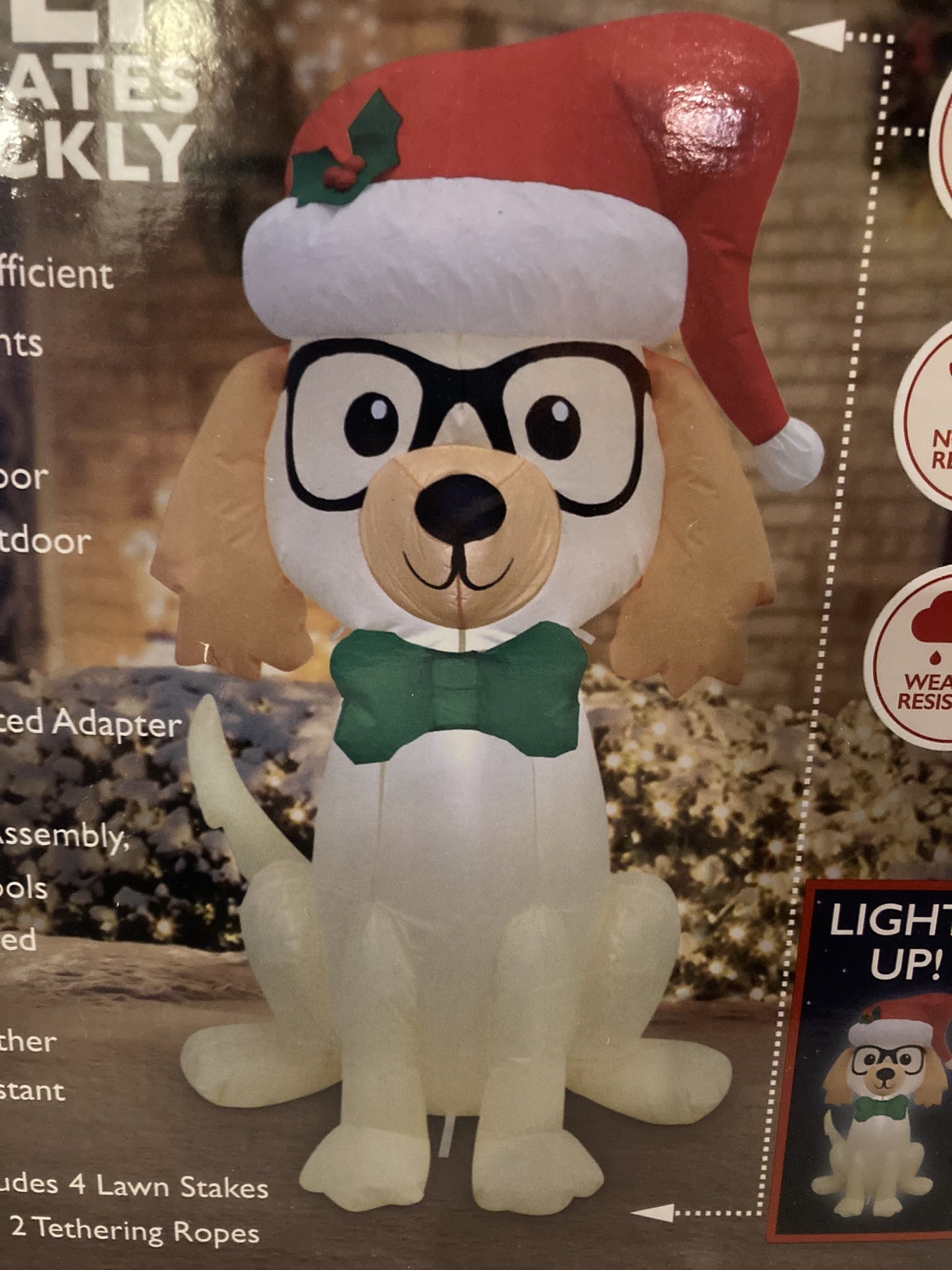 NEW Inflatable Dog Short Haired Havanese 4FT Light Up Outdoor Indoor Holiday