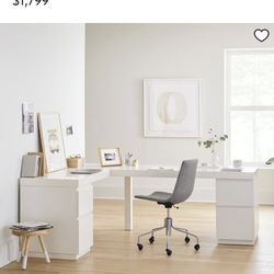 West Elm: Parsons L-Shaped Desk (86") & 2 File Cabinet Set