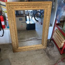 Extraordinary Antique 19th Century Golden Framed Mirror 