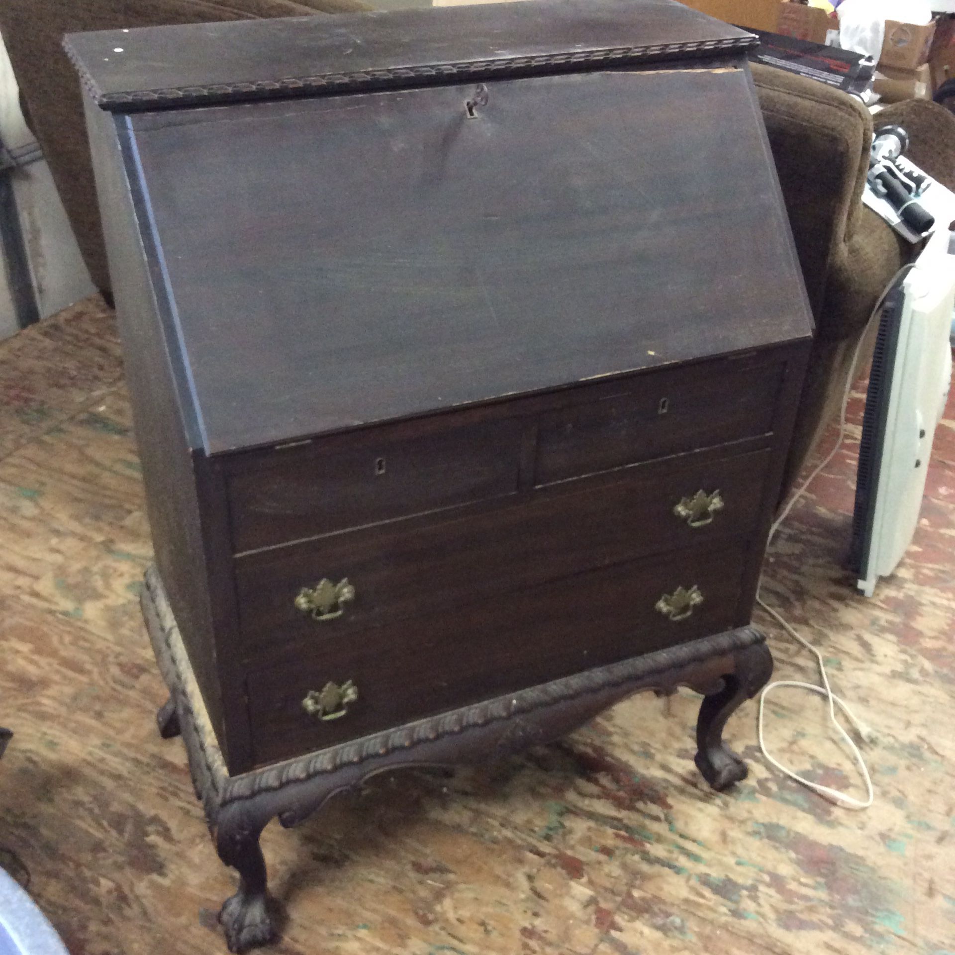Antique Dark Wood Secretary Desk With Key Paine Furniture