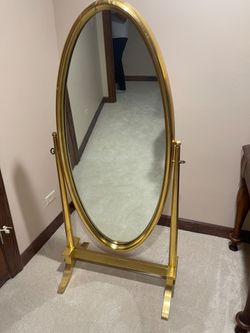 Gold Oval Standing Cheval Mirror